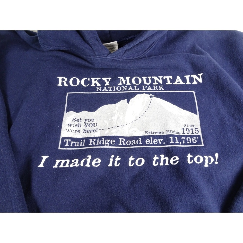 Vintage Gildan hoodie. Size XL. Navy Rocky Mountain Nat'l Park - Picture 2 of 7